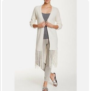 NWT 360 Cashmere Ribbed Fringe Sweater